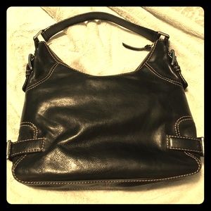 Michael Kors black hobo bag with silver buckles
